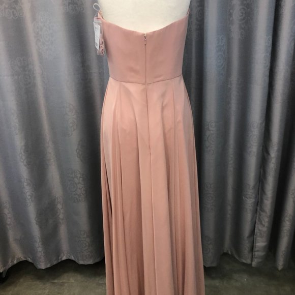 Toasted Sugar,  Dusty Rose Gold Blush Dress, Leg Slit Bridesmaid Formal Dessy - Picture 11 of 14
